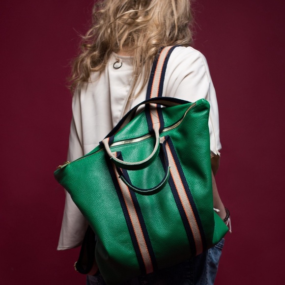 Jasper Backpack Handmade Handbag Backpack in Green Leather 2 in 1 Hammer - Picture 4 of 4